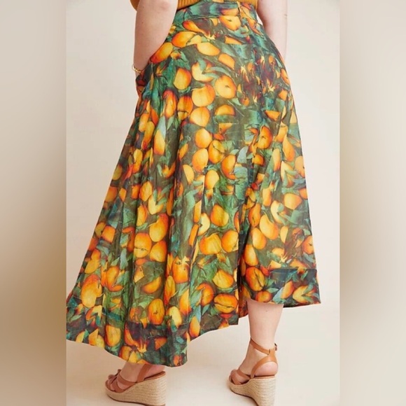 Maeve by Anthropologie Summer Orchard Midi Skirt Size 12 Orange Print - Picture 2 of 14